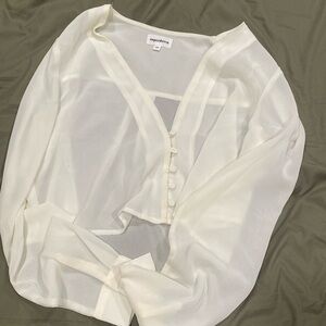 Super down size XS sheer button up blouse